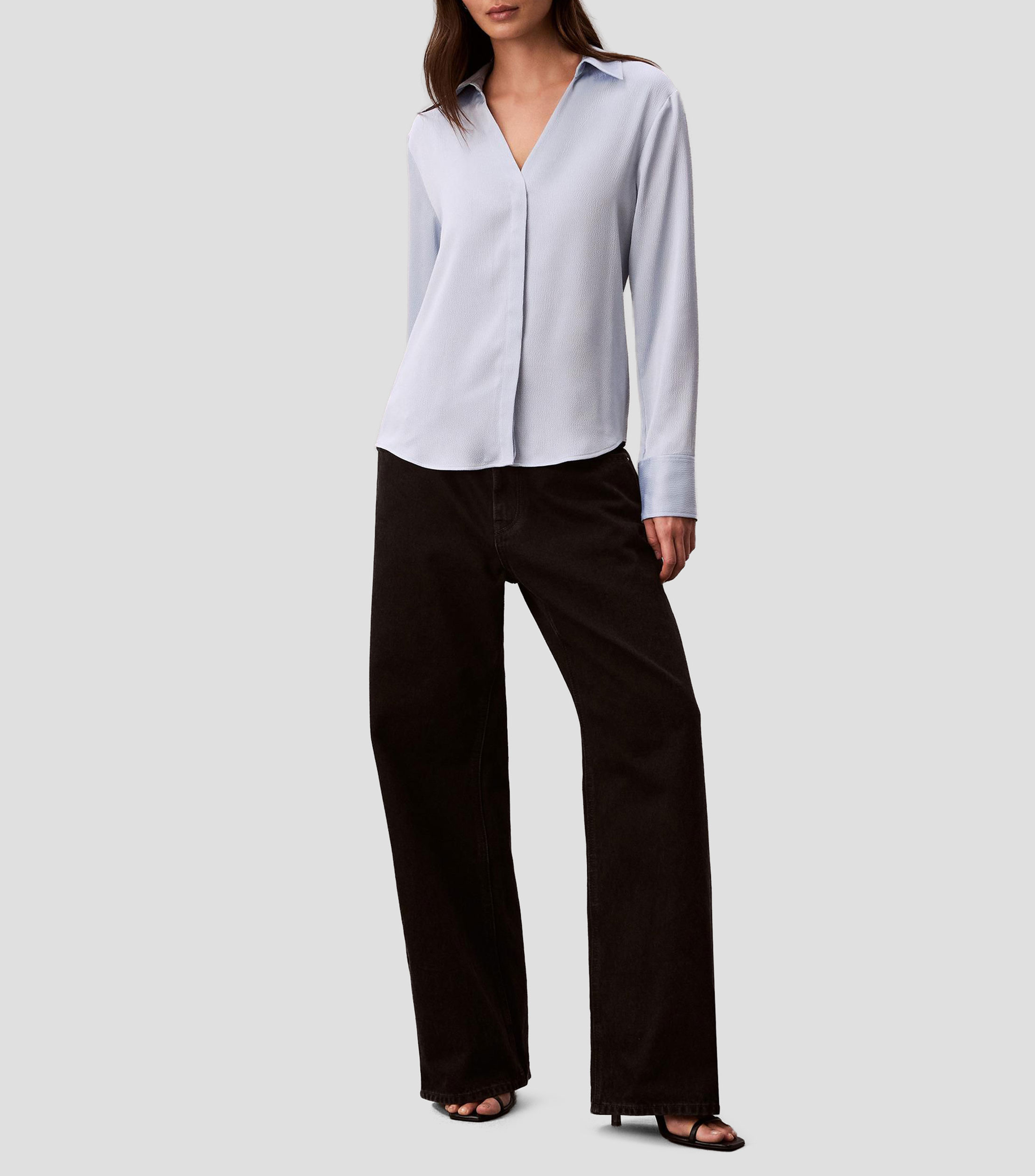 Blusa diseño sólido Manga larga Mujer